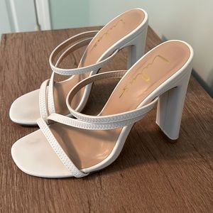 White strappy heels